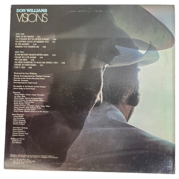 Don Williams Visions Vinyl LP Dot Record Album 1977 Country Music 33 RPM DO2064 - Picture 3 of 7
